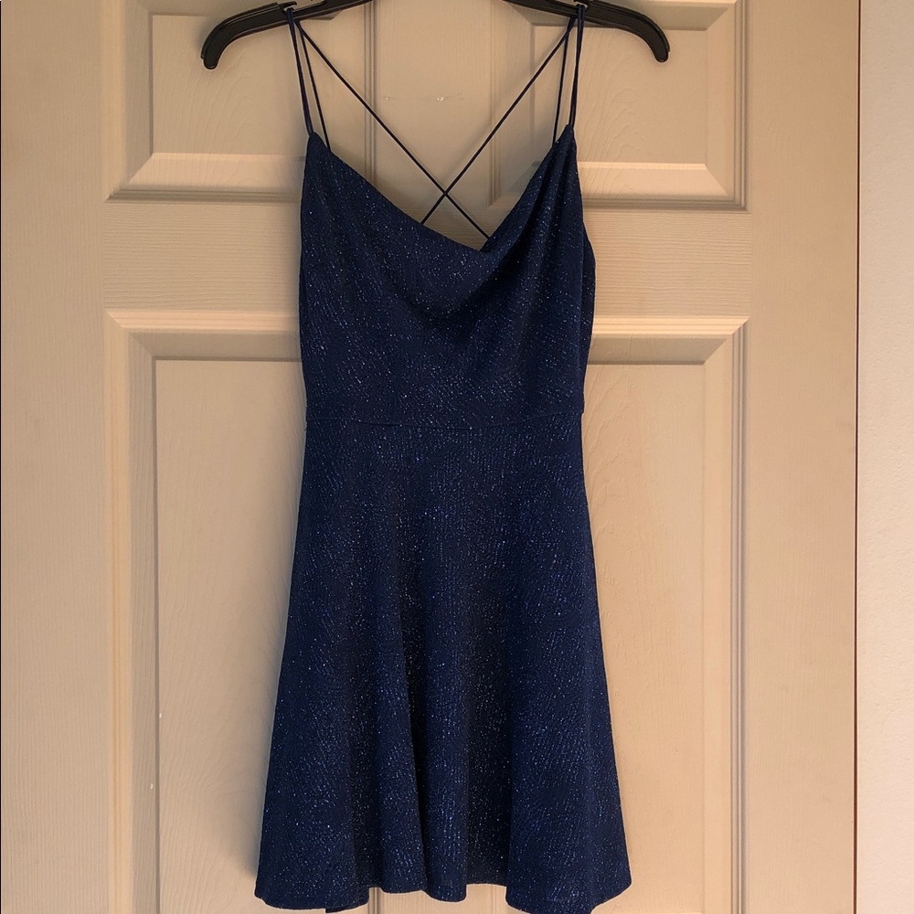 Speechless Navy Blue Glitter Semi-formal Mini Dress size small